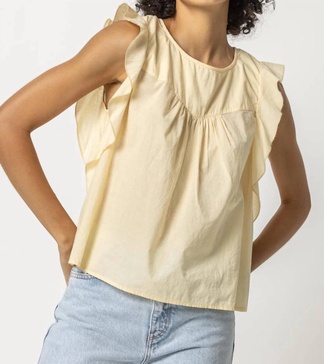 sleeveless ruffle top in shell