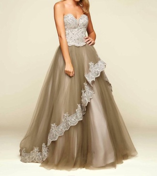 tulle ball gown in charcoal