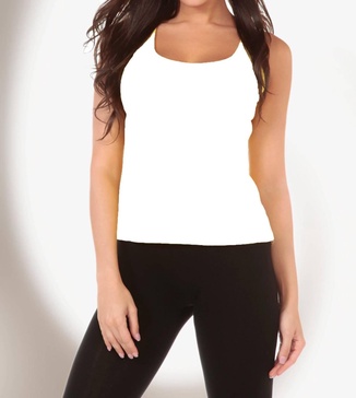 bra-friendly knit tank in white