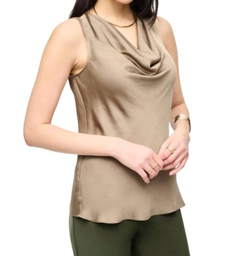 satin cowl neck tank in java