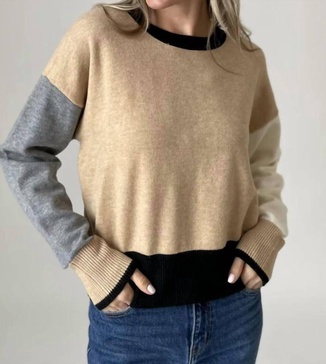 preston sweater in mocha/grey/ivory