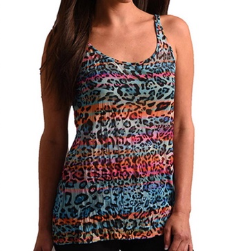 vibrant leopard tank in multi
