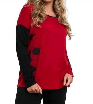 splatter color block crew sweater in fire combo