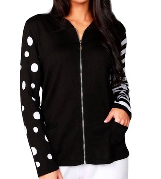 zip bomber jacket in black