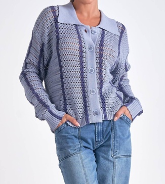 sweater v neck button down in light blue