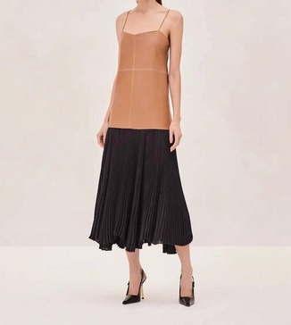 piatta midi dress in saddle/black