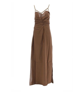 Ruched Slip Flared Dress