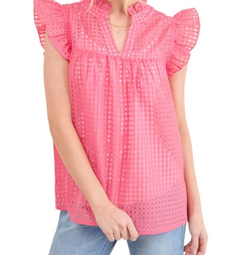 wish we could gingham blouse in pink