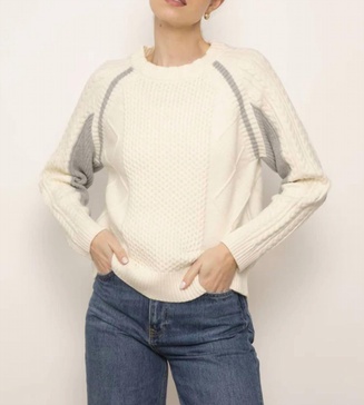 palma varsity crew sweater in ivory
