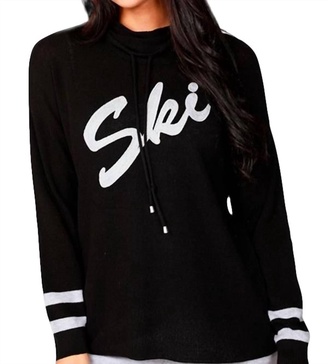 ski drawstring pullover in black/gray