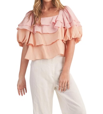 stevie tiered ruffle blouse in pink