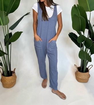 low neck overall with pockets in rainstorm
