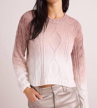 chennile sweater in mocha ombre dye