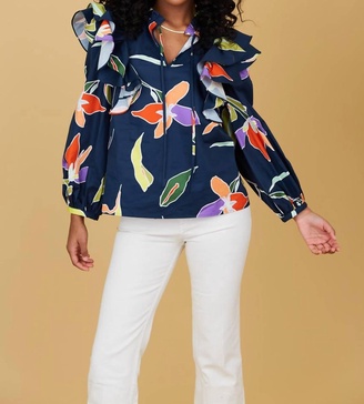 grady blouse in blue lily
