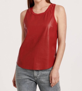 carmela faux leather tank in pomegranate