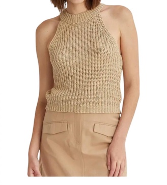 audrey chunky knit halter top in beige