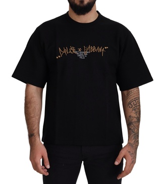 Dolce & Gabbana Black Logo Cotton Crewneck T-shirt