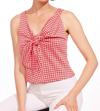 gingham plaid bow top in pink