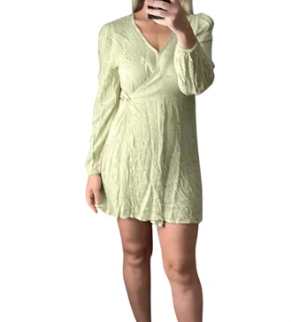 floral faux wrap dress in green