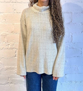 juniper brushed funnel neck top in eggnog