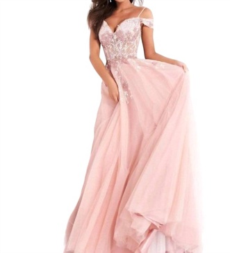 corset ball gown in blush