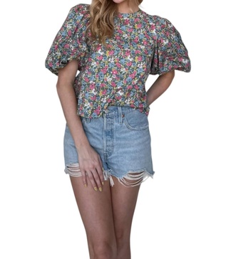 full bloom top in colorful floral