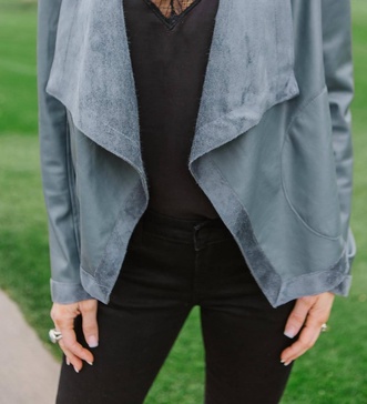 teagan drape front jacket in thunderstorm