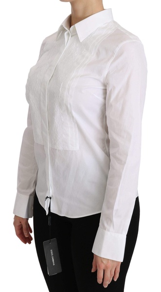 Dolce & Gabbana  White Collared Long Sleeve Polo Shirt