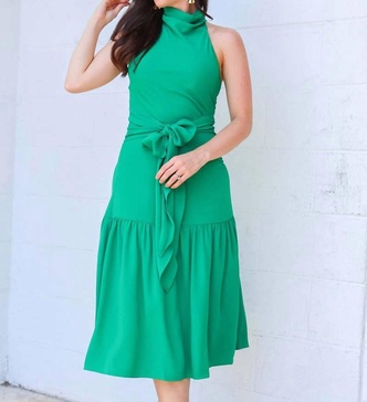 bowden midi dress in dark green
