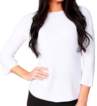 ribbed 3/4 sleeve top in white