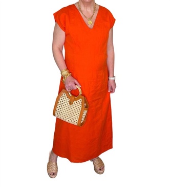 audrey midi dress in hot orange
