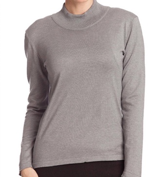 long sleeve mock neck pullover in gray