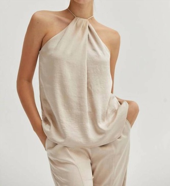maria satin halter top in cream