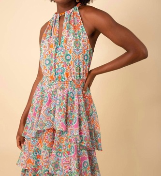 jordan tiered halter maxi dress in orange