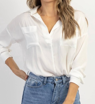 la bella vita pocket blouse in white