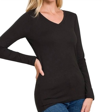 back to basic v-neck long sleeve in black