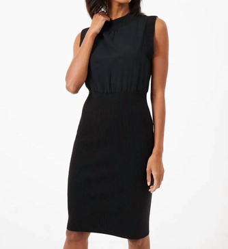 krista knit sleeveless rib mix dress in black