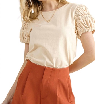 in your eyes puff sleeve top in cream