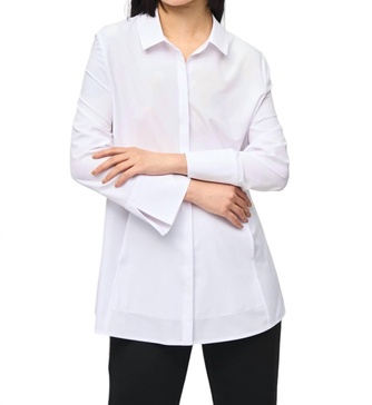 woven button-down blouse in white