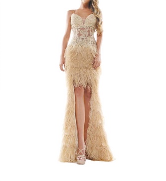 deep sweetheart maxi dress in nude
