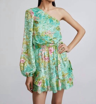 azra dress in teal floral