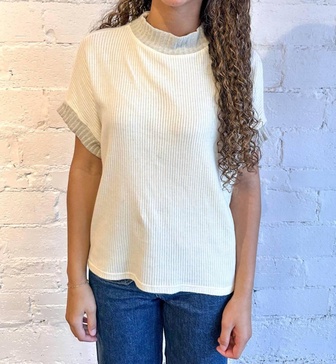 everly mixed rib tee in eggnog