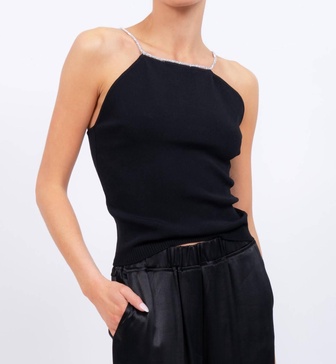 illana rhinestone cami in black