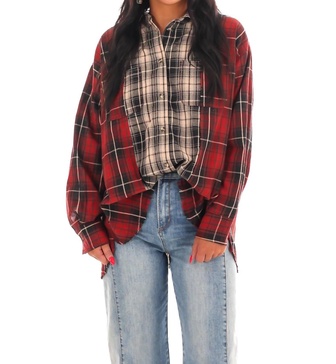 faded charm mineral wash top in red orange