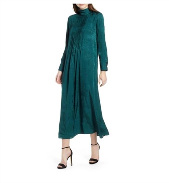 animal print jacquard midi dress in green