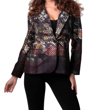 graphic blazer in blackmulti
