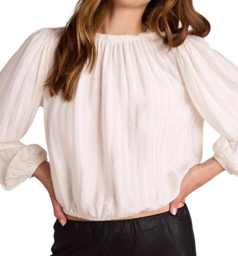 elastic shirred top in winter white