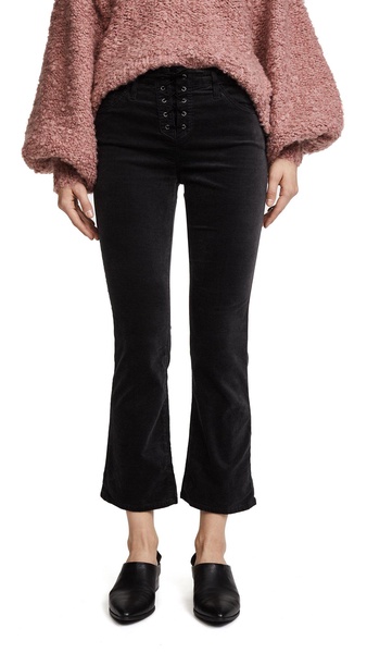 AG Adriano Goldschmied Women's Jodi Crop Velvet Lace Up