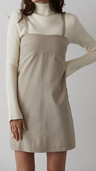 orian mini slip dress in beige
