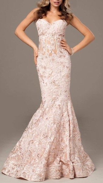 evening mermaid dress in blush